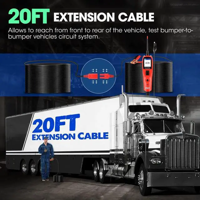 Alt view image 4 of 7 - Circuit Tester, Power Circuit Probe Tool, 12-24V Electrical Short Open Breaker Circuit Finder, Automotive Circuit Tester, Digital Multimeter/Relay & Diode Resistance Tool Kit, & 20FT Long Cord
