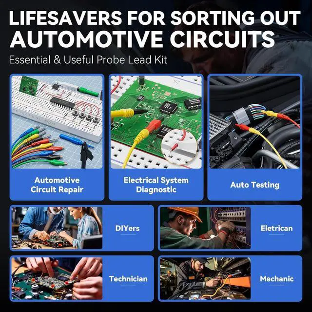 Alt view image 7 of 7 - V200 PRO Upgrade Kit Automotive Power Circuit Probe Tester with 30PCS Back Probe Kit, 12/24V Electrical Short and Open Circuit Finder AC/DC Voltage Test Activating Component 40Ft Cable