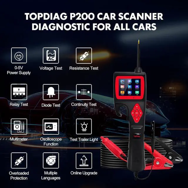 Alt view image 2 of 6 - P200 Power Circuit Probe Kit - Automotive Circuit Tester, Advanced Automotive Electrical System Multimeter, Oscilloscope, Fuel Injector Activator, Short Circuit Finder - 9~30V