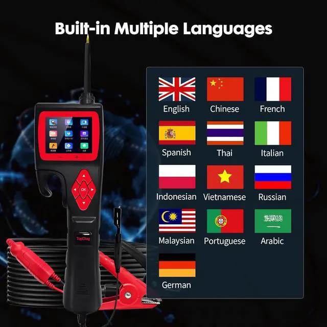 Alt view image 6 of 6 - P200 Power Circuit Probe Kit - Automotive Circuit Tester, Advanced Automotive Electrical System Multimeter, Oscilloscope, Fuel Injector Activator, Short Circuit Finder - 9~30V