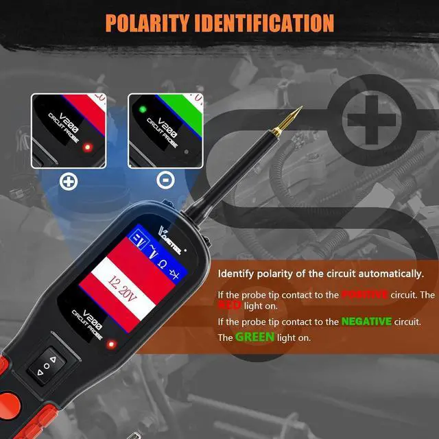 Alt view image 3 of 7 - Power Circuit Probe Kit VDIAGTOOL V200, Automotive Circuit Tester, 12V 24V Car Probe Tester, Electrical Diagnostic Tool, AC DC Diode Resistance Relay Fuse Activate Component Test, 40FT Cable