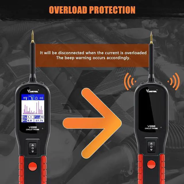 Alt view image 5 of 7 - Power Circuit Probe Kit VDIAGTOOL V200, Automotive Circuit Tester, 12V 24V Car Probe Tester, Electrical Diagnostic Tool, AC DC Diode Resistance Relay Fuse Activate Component Test, 40FT Cable