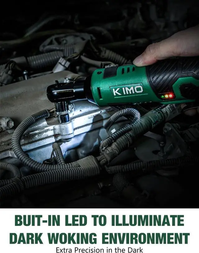 Alt view image 3 of 7 - Cordless Electric Ratchet Wrench Set, 40 Ft-lbs, 400 RPM, 12V Cordless Ratchet Wrench 3/8" w/ 60-Min Charger, 7 Sockets, 1/4" adapter, 2-Pack 2000mAh Lithium-Ion Batteries, Variable Speed Trigger