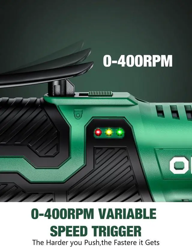 Alt view image 4 of 7 - Cordless Electric Ratchet Wrench Set, 40 Ft-lbs, 400 RPM, 12V Cordless Ratchet Wrench 3/8" w/ 60-Min Charger, 7 Sockets, 1/4" adapter, 2-Pack 2000mAh Lithium-Ion Batteries, Variable Speed Trigger