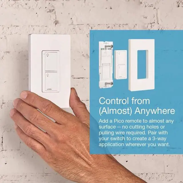 Alt view image 7 of 7 - Lutron Caseta Original Smart Switch (Lutron Smart Hub Required), for LED Lights and Fans, 6 Amp, Single-Pole/3-Way, Neutral Required, PD-6ANS-WH, White