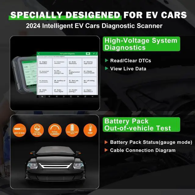 Alt view image 3 of 7 - D9EV Automotive Scanner, High Voltage System/Battery Pack Analysis for Tesla/EV/Electric, Topology Map, ECU Coding/PMI, Bi-Directional Scan Tool, 42+ Resets, DoIP/CAN FD, 2 Years Update