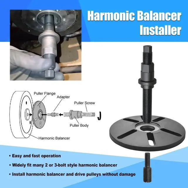 Alt view image 2 of 6 - Harmonic Balancer Puller Removal & Install Tool Kit Flywheel Remover Crankshaft Pulley Removal Installation Set Universal Harmonic Balancer, Gear Pulleys, Steering Wheel Pulling Set