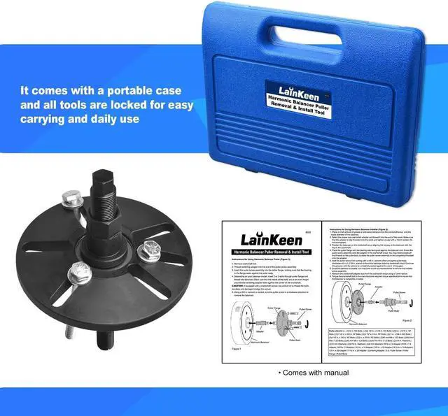 Alt view image 6 of 6 - Harmonic Balancer Puller Removal & Install Tool Kit Flywheel Remover Crankshaft Pulley Removal Installation Set Universal Harmonic Balancer, Gear Pulleys, Steering Wheel Pulling Set