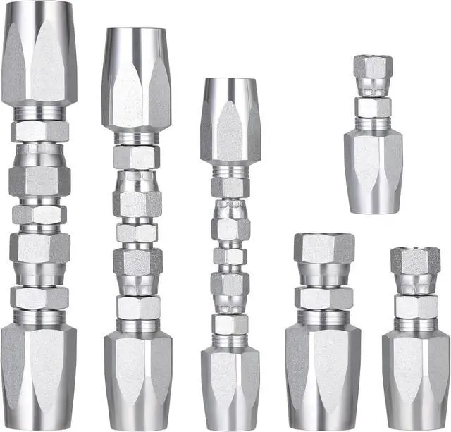 Main image of 3Pcs Hydraulic Hose Field Repair Kit, 1/4", 3/8", 1/2" Inner Diameter and 6Pcs Small Repair Parts, Reusable, 08 (R2) 2-Wire Reusable Hydraulic Repair Fittings