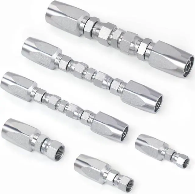 Alt view image 6 of 7 - 3Pcs Hydraulic Hose Field Repair Kit, 1/4", 3/8", 1/2" Inner Diameter and 6Pcs Small Repair Parts, Reusable, 08 (R2) 2-Wire Reusable Hydraulic Repair Fittings