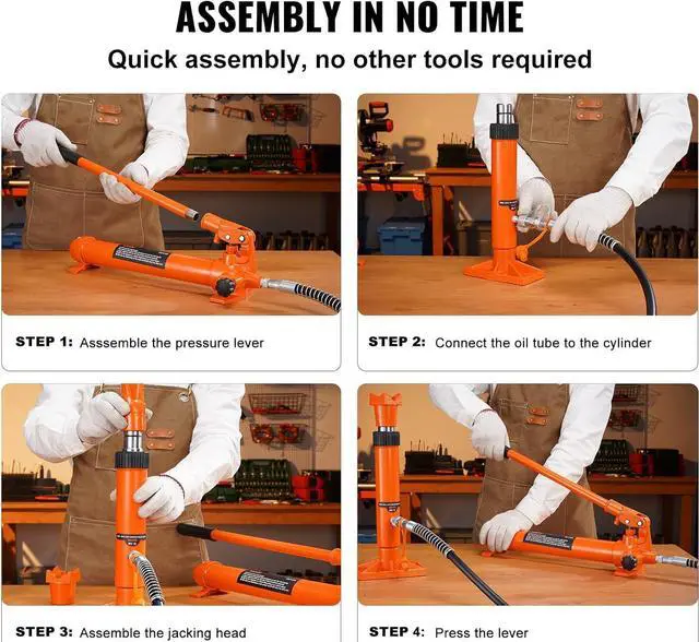 Alt view image 6 of 7 - 10 Ton Porta Power Kit, Hydraulic Ram with Pump, Car Jack with 4.6 ft/1.4 m Oil Hose, Bent Frame Repair Tool with Storage Case for Automotive, Garage, Heavy Equipment, Mechanic (22046 LBS)