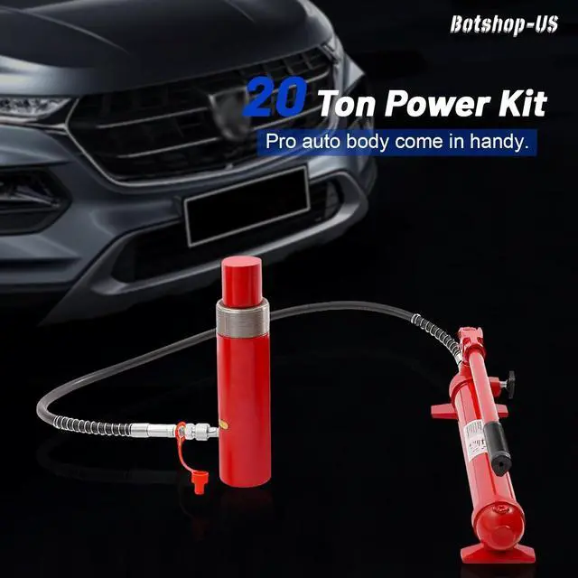 Alt view image 2 of 6 - 20 Ton Portable Power Hydraulic Jack with 6 FT Oil Hose Auto Body Frame Repair Kit Hydraulic Equipment 5 1/3" Lifting Range Truck Car Jack Ram Autobody Frame Repair Power Tools