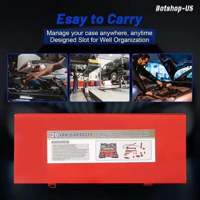 Alt view image 3 of 6 - 20 Ton Portable Power Hydraulic Jack with 6 FT Oil Hose Auto Body Frame Repair Kit Hydraulic Equipment 5 1/3" Lifting Range Truck Car Jack Ram Autobody Frame Repair Power Tools