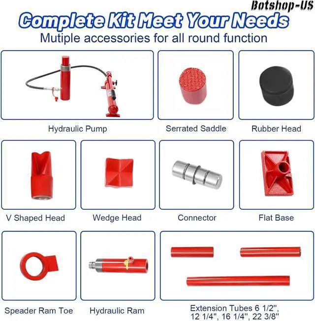 Alt view image 4 of 6 - 20 Ton Portable Power Hydraulic Jack with 6 FT Oil Hose Auto Body Frame Repair Kit Hydraulic Equipment 5 1/3" Lifting Range Truck Car Jack Ram Autobody Frame Repair Power Tools