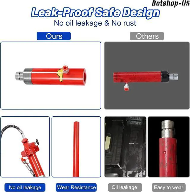 Alt view image 6 of 6 - 20 Ton Portable Power Hydraulic Jack with 6 FT Oil Hose Auto Body Frame Repair Kit Hydraulic Equipment 5 1/3" Lifting Range Truck Car Jack Ram Autobody Frame Repair Power Tools