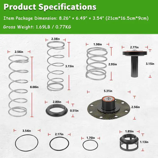 Alt view image 6 of 6 - 1-1/4-2 Complete Repair Kit Replaces for Wilkins 975XL 975XL2 Repair Kit, Compatible with Wilkins Backflow Preventer 975XL 975XL2