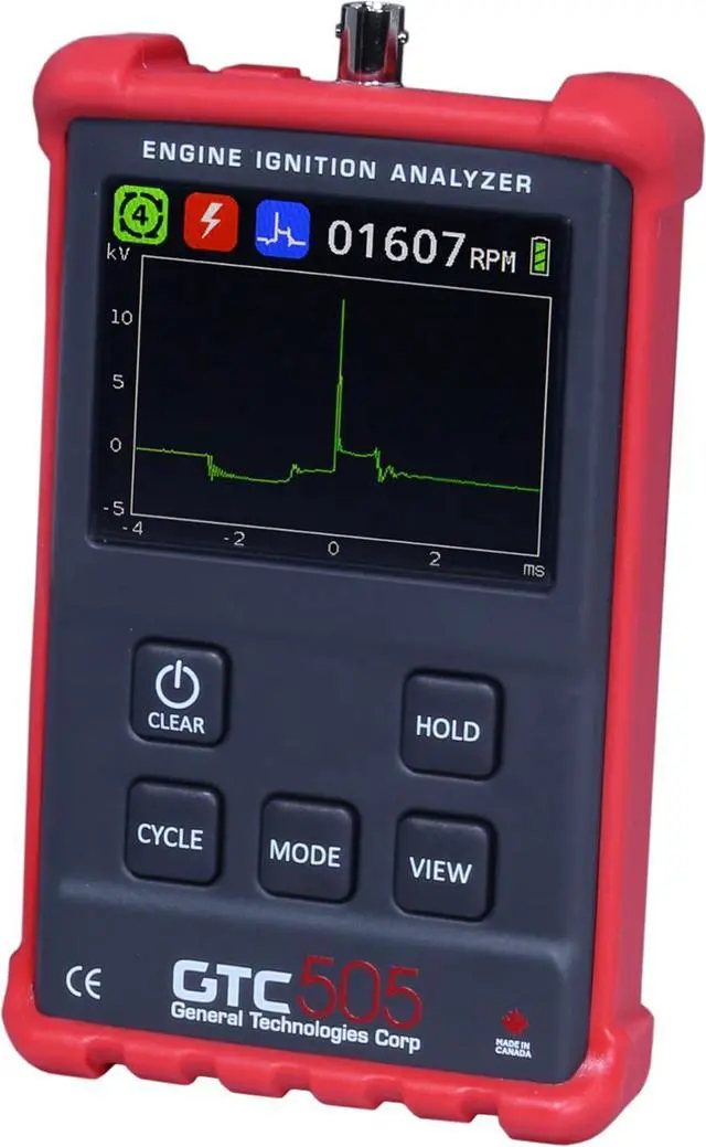 Main image of GTC505 Engine Ignition Analyzer - Spark Diagnostics and Tachometer Readings for Marine, Motorcycle, and Automotive Mechanics, General Technologies Corp