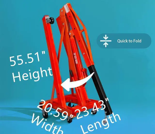 Alt view image 5 of 7 - 2 Ton Engine Hoist Foldable Cherry Picker (Red)
