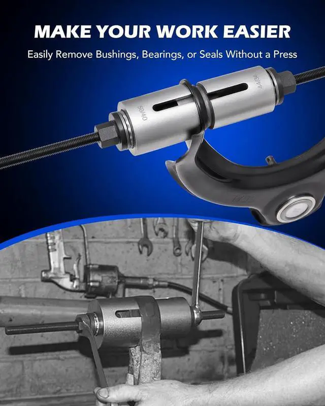 Alt view image 2 of 7 - Motor Tech Bushing Press Kit, 27pc Pull and Press Sleeve Kit for Most LCV HGV Engine Cars Vehicles, Universal Seal Bearing Bushing Removal Installation Tool Kit 5 Pulling Spindles with Nuts Case