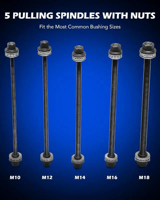 Alt view image 7 of 7 - Motor Tech Bushing Press Kit, 27pc Pull and Press Sleeve Kit for Most LCV HGV Engine Cars Vehicles, Universal Seal Bearing Bushing Removal Installation Tool Kit 5 Pulling Spindles with Nuts Case