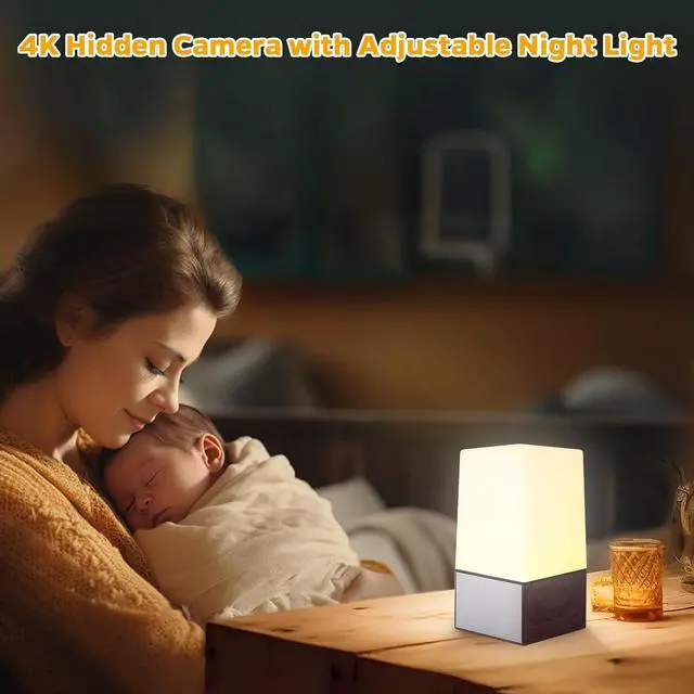 Alt view image 3 of 7 - Hidden Camera Spy Camera Night Light, Nanny Cam Hidden Camera with HD 4K Video, Night Vision, Motion Detection, Adjustable Light Color, Hidden Security Camera Indoor for Home