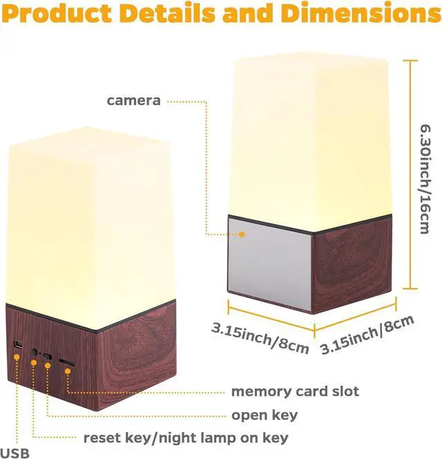 Alt view image 7 of 7 - Hidden Camera Spy Camera Night Light, Nanny Cam Hidden Camera with HD 4K Video, Night Vision, Motion Detection, Adjustable Light Color, Hidden Security Camera Indoor for Home