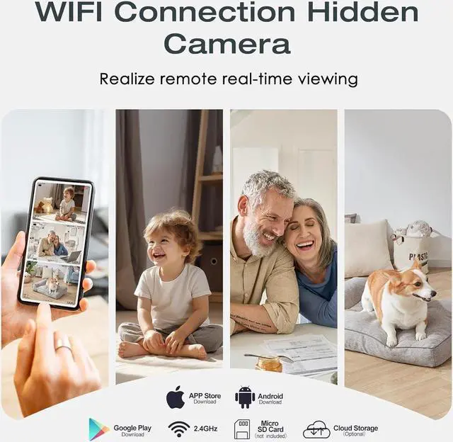 Alt view image 7 of 7 - WiFi Hidden Camera Clock, FHD 1080P Wireless Spy Camera, Nanny Cam with Night Vision for Indoor Home Office Security