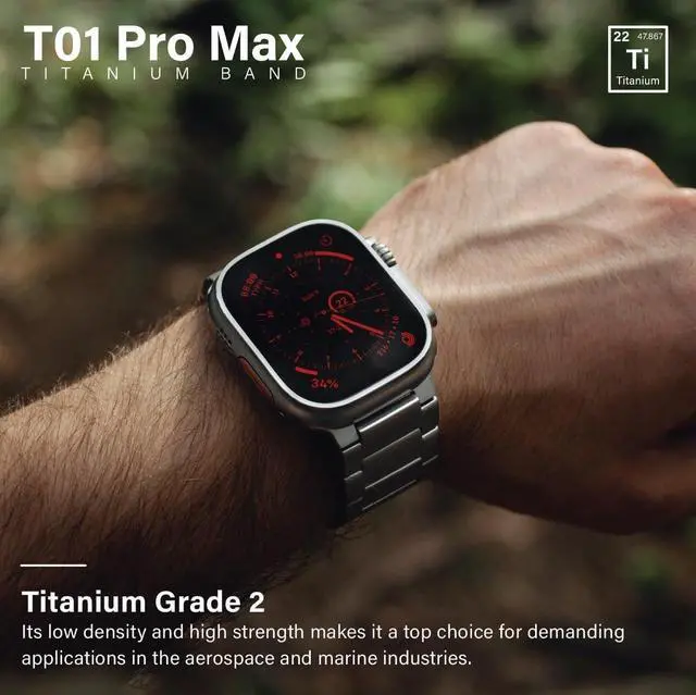 Alt view image 3 of 7 - Watch Band T01 Pro (Max) - Fits Watch ULTRA & ULTRA 2 (49mm) - Adjustable Titanium Watch Band with Magnetic Clasp and DLC Scratch Resistant - Premium Color Matching Band with Comfortable grip