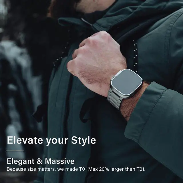 Alt view image 6 of 7 - Watch Band T01 Pro (Max) - Fits Watch ULTRA & ULTRA 2 (49mm) - Adjustable Titanium Watch Band with Magnetic Clasp and DLC Scratch Resistant - Premium Color Matching Band with Comfortable grip