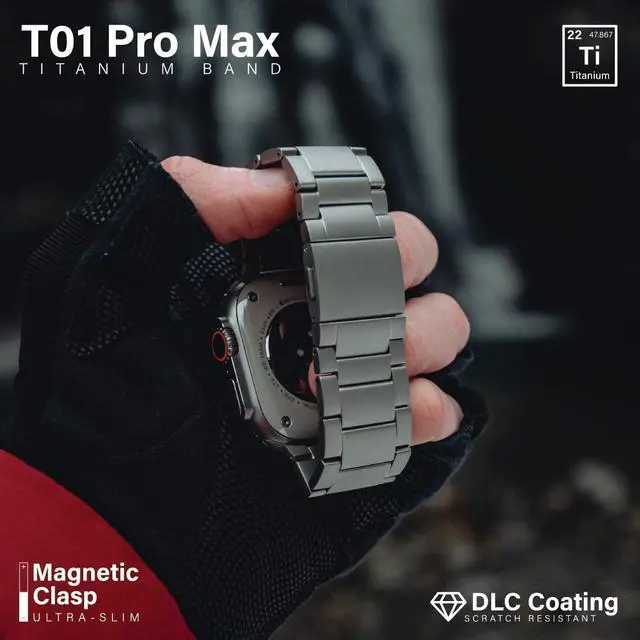 Alt view image 7 of 7 - Watch Band T01 Pro (Max) - Fits Watch ULTRA & ULTRA 2 (49mm) - Adjustable Titanium Watch Band with Magnetic Clasp and DLC Scratch Resistant - Premium Color Matching Band with Comfortable grip