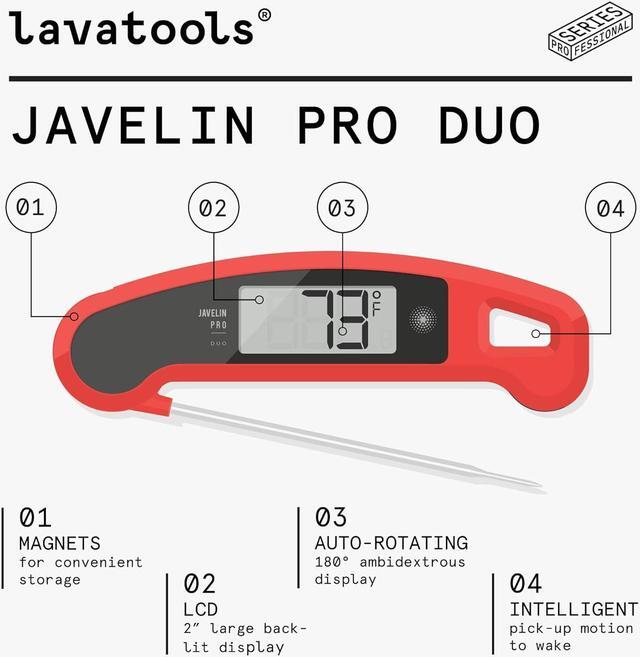 Alt view image 3 of 6 - Ultra-Fast 1-Second Professional Digital Instant Read Meat Thermometer for Grill and Cooking, Auto-Rotating Backlit Display, IP65 Water Resistant, NSF Certified  Olive