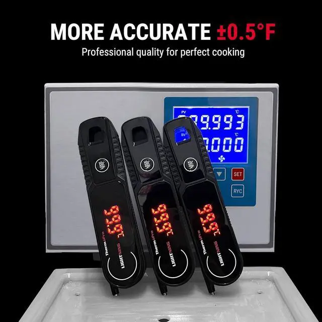 Alt view image 5 of 7 - Lightning 1-Second Instant Read Meat Thermometer, Kitchen Food Thermometer with Auto Wake/Sleep/180° Rotating Display, Waterproof Cooking Thermometer for Oil Deep Fry Smoker BBQ Grill