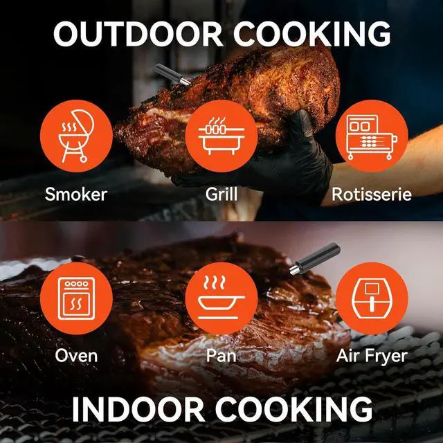 Alt view image 6 of 7 - Pro Smart WiFi Wireless Meat Thermometer, Unlimited Range, Improved Stability, Ultra-Thin Probe, Bluetooth Digital Food Thermometer for Remote Monitoring of Oven/Kitchen/BBQ/Smoker/Rotisserie