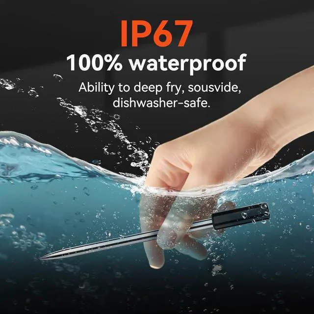 Alt view image 7 of 7 - Pro Smart WiFi Wireless Meat Thermometer, Unlimited Range, Improved Stability, Ultra-Thin Probe, Bluetooth Digital Food Thermometer for Remote Monitoring of Oven/Kitchen/BBQ/Smoker/Rotisserie