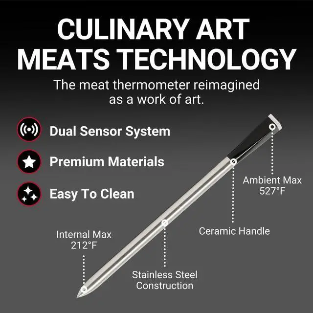 Alt view image 5 of 7 - Smart Bluetooth Wireless Meat Thermometer Digital | BBQ, Grill, Oven, Smoker, Air Fryer, Deep Fryer, Kitchen | Perfect for Steak, Chicken, Turkey, and More | 50+ Recipes in App