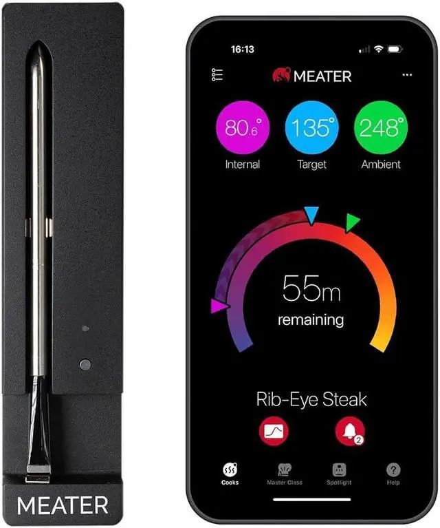 Main image of Smart Bluetooth Wireless Meat Thermometer Digital | 50+ Master Class Recipes in Free App | Internal & Ambient Temp | Ideal for Oven, Grill, Kitchen, BBQ, Smoker, Air Fryer, Sous Vide