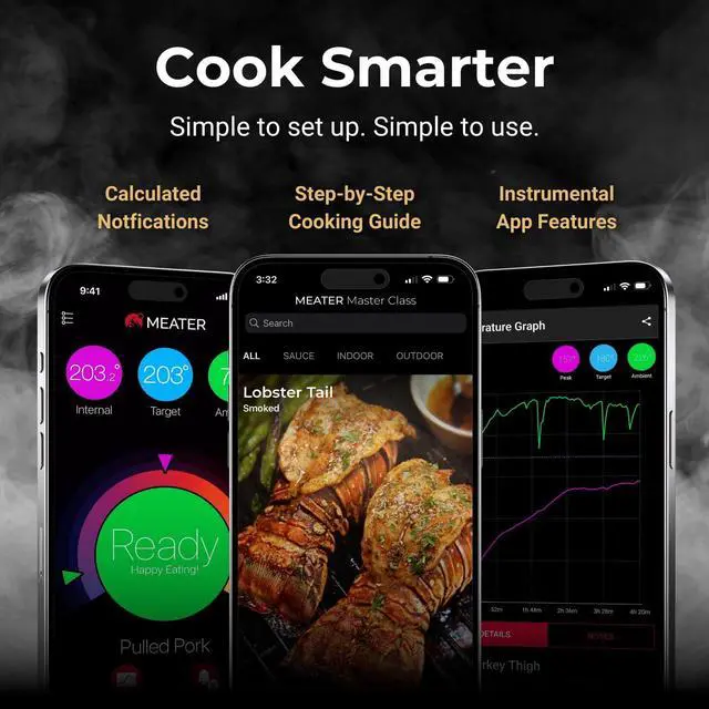 Alt view image 4 of 7 - Smart Bluetooth Wireless Meat Thermometer Digital | 50+ Master Class Recipes in Free App | Internal & Ambient Temp | Ideal for Oven, Grill, Kitchen, BBQ, Smoker, Air Fryer, Sous Vide