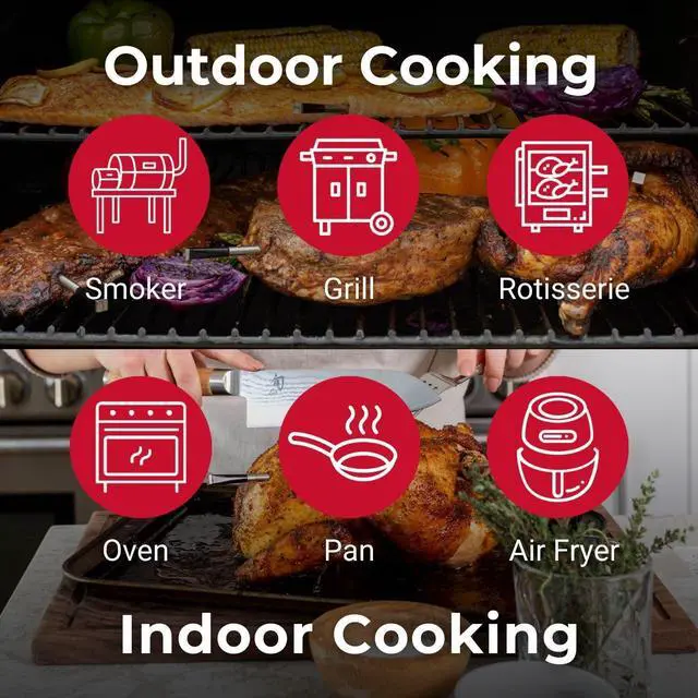 Alt view image 7 of 7 - Smart Bluetooth Wireless Meat Thermometer Digital | 50+ Master Class Recipes in Free App | Internal & Ambient Temp | Ideal for Oven, Grill, Kitchen, BBQ, Smoker, Air Fryer, Sous Vide