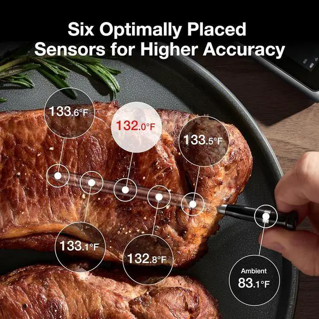 Alt view image 5 of 7 - WiFi Wireless Meat Thermometer Digital, 2 Probes, Smart Base, LCD Display, Unlimited Range, Bluetooth 5.4, Improved Stability, NIST-Certified Accuracy, BBQ, Grill, Smoker, Oven, Kitchen