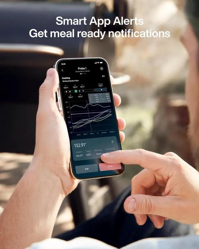 Alt view image 7 of 7 - WiFi Wireless Meat Thermometer Digital, 2 Probes, Smart Base, LCD Display, Unlimited Range, Bluetooth 5.4, Improved Stability, NIST-Certified Accuracy, BBQ, Grill, Smoker, Oven, Kitchen