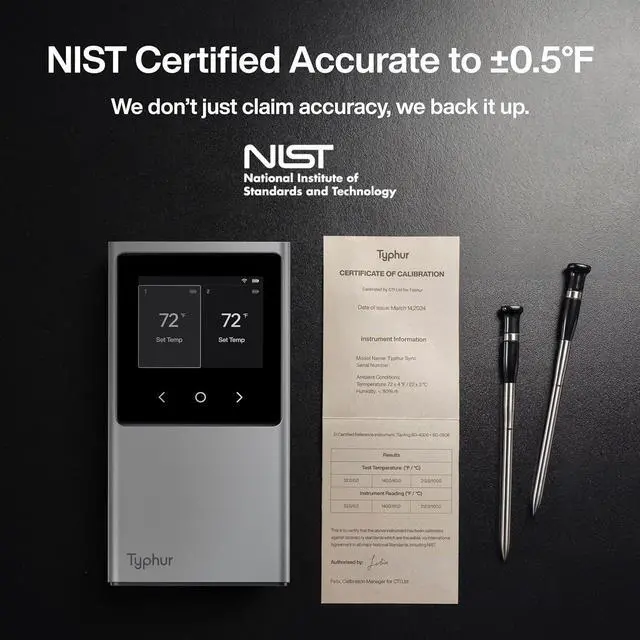 Alt view image 6 of 7 - WiFi Wireless Meat Thermometer Digital, 2 Probes, Smart Base, LCD Display, Unlimited Range, Bluetooth 5.4, Improved Stability, NIST-Certified Accuracy, BBQ, Grill, Smoker, Oven, Kitchen