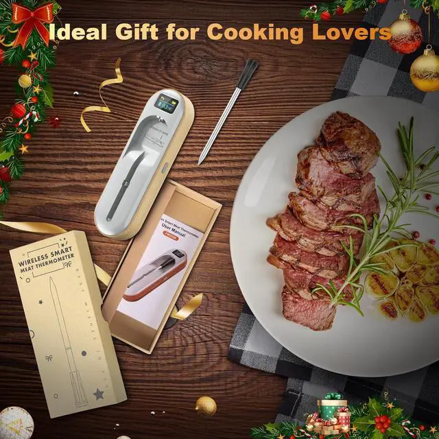 Alt view image 7 of 7 - Wireless Meat Thermometer, Smart APP with Digital Instant Read, Alarm, Long Bluetooth Range, High-Temp-Resist Food Thermometer for Grilling and Smoking, Cooking, Oven, Rotisserie