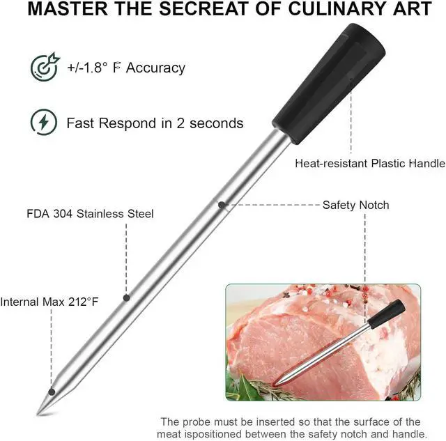 Alt view image 5 of 7 - Thermometer Wireless, 500FT Remote Range Instant Read Digital Meat Thermometer, Dual High Sensitivity Sensor, Probe Lasts 16 Hour, Food Thermometer for BBQ, Oven, Smoker, Kitchen