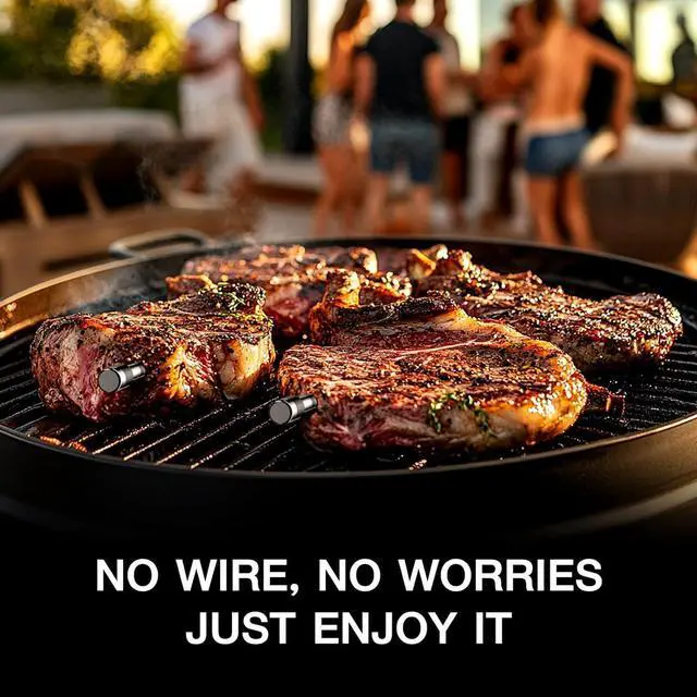 Alt view image 2 of 6 - Thermometer Digital Wireless with 2 Probes, 800FT Long Range Bluetooth Cooking Thermometer, Food Thermometer for Remote Monitoring of Grill, Oven, Smoker, Air Fryer, iOS & Android App