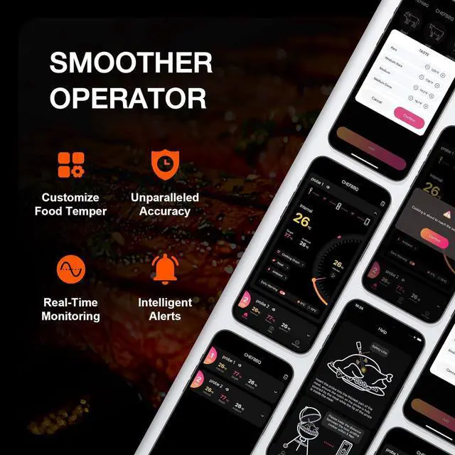 Alt view image 5 of 6 - Thermometer Digital Wireless with 2 Probes, 800FT Long Range Bluetooth Cooking Thermometer, Food Thermometer for Remote Monitoring of Grill, Oven, Smoker, Air Fryer, iOS & Android App