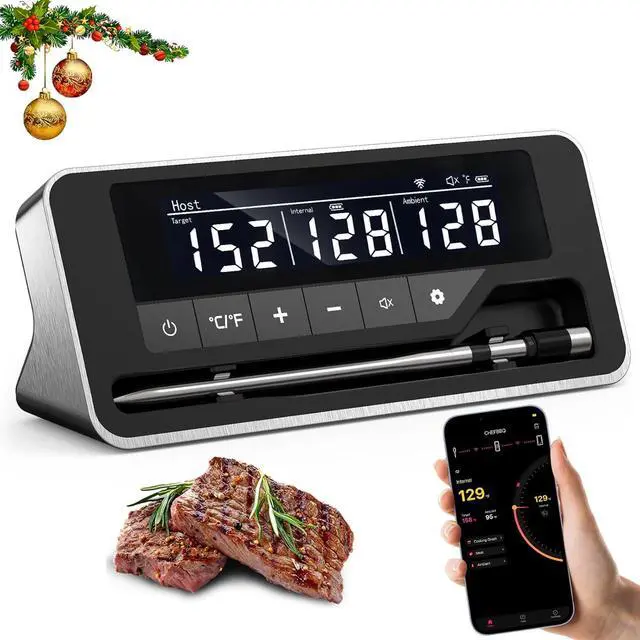 Main image of Thermometer Wireless, 800FT WiFi Bluetooth Digital Thermometer with Smart APP, Temp Precise Improved by 100%, Instant Read Food Thermometer with Alerts for Oven Smoker BBQ Grill