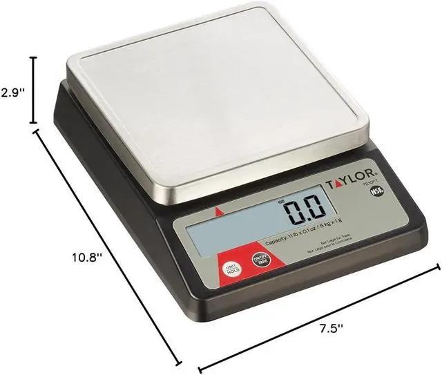 Alt view image 7 of 7 - TE10FT 11-Pound Commercial Digital Portion Control Scale, 11 lb (5 kg) in 0.1 oz (1 g) Food and Cooking Scale, Tare and Hold Function, NSF, Stainless Steel Platform
