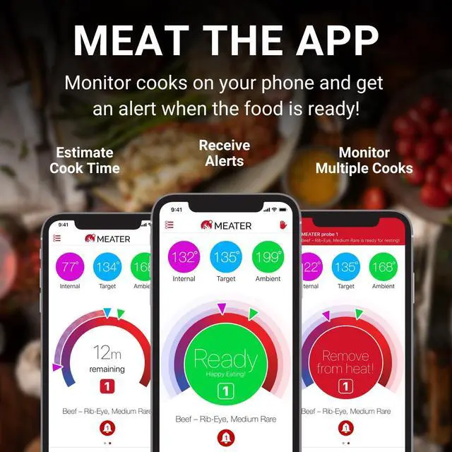 Alt view image 6 of 7 - Smart Bluetooth Wireless Meat Thermometer Digital | BBQ, Grill, Oven, Smoker, Air Fryer, Deep Fryer, Kitchen | Perfect for Steak, Chicken, Turkey, and More | 50+ Recipes in App