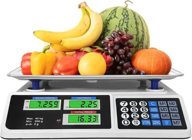 Main image of 88lb/40kg Price Computing Scale, Digital Price Computing Scale with Stainless Steel Large Platform, Weight Food Kitchen Scale with Dual LCD Display for Farmers Market, Retail Outlets, Meat Shop, Deli