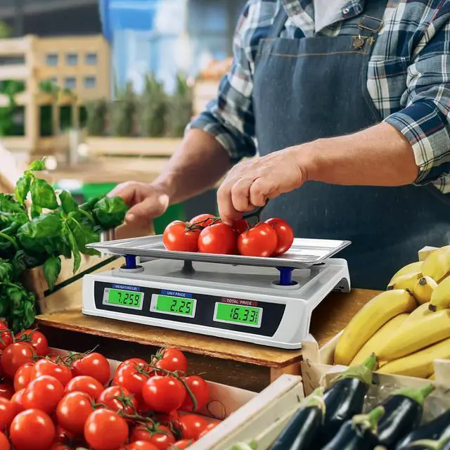 Alt view image 7 of 7 - 88lb/40kg Price Computing Scale, Digital Price Computing Scale with Stainless Steel Large Platform, Weight Food Kitchen Scale with Dual LCD Display for Farmers Market, Retail Outlets, Meat Shop, Deli